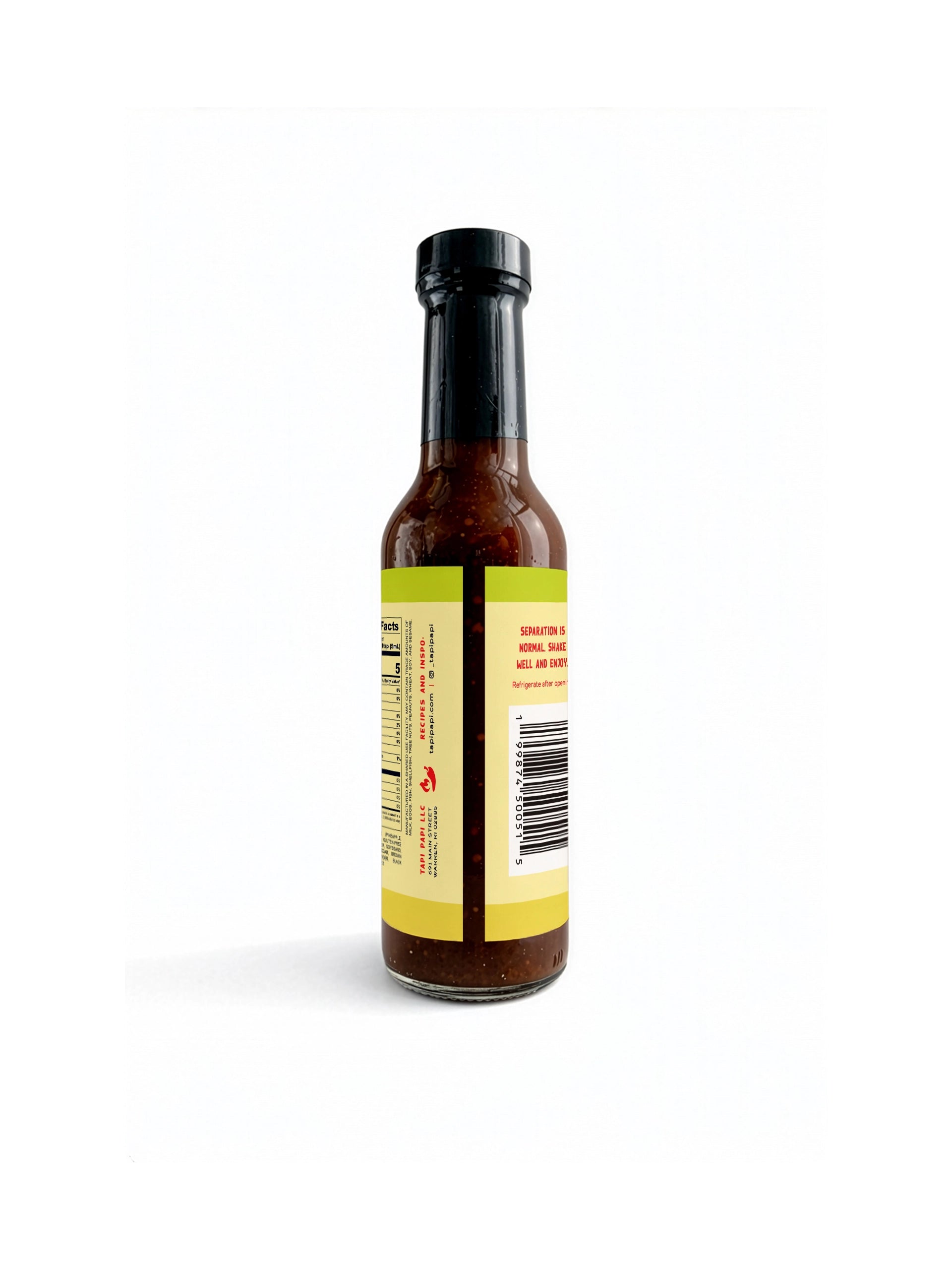 Umami Bomb hot sauce back of bottle - Tapi Papi