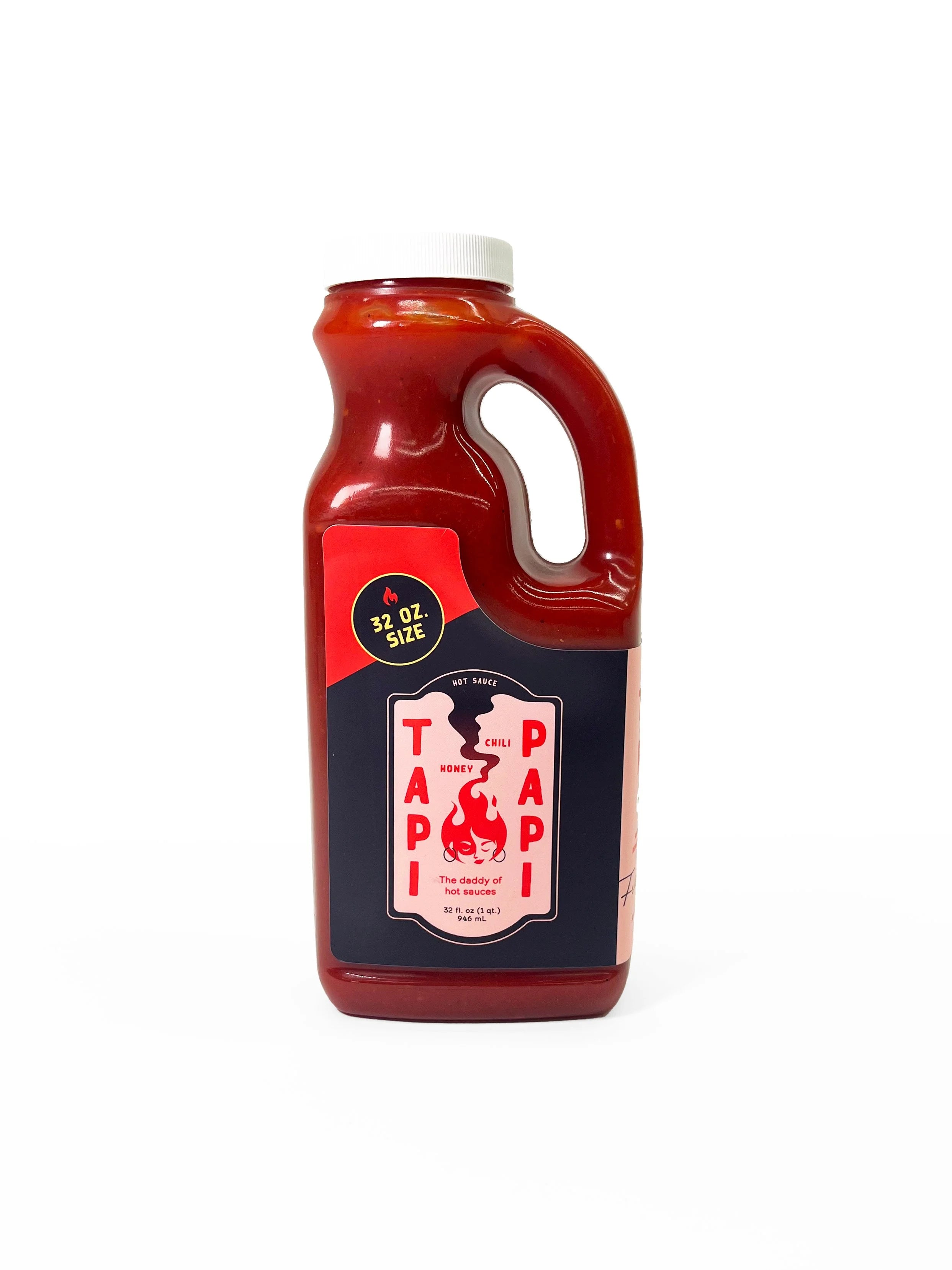 32 oz bottle of Big Papi honey chili hot sauce.