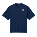 Navy T-shirt with small “TAPI PAPI Hot Sauce” text printed on the left chest.